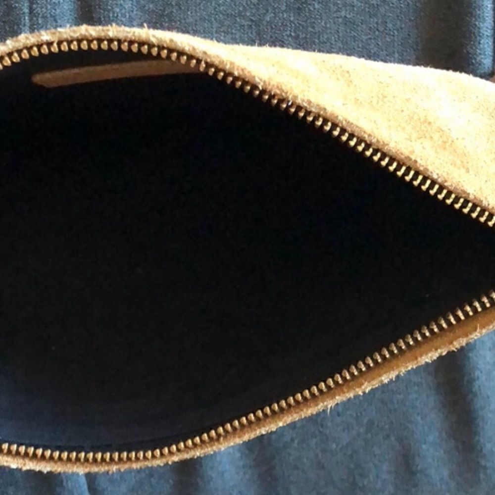 LIKE NEW Suede Clutch Large Red Tan Genuine Bag - Picture 5 of 7